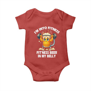 Funny Beer Lover Baby Onesie I Am Into Fitness Beer in My Belly TS14 Red Print Your Wear