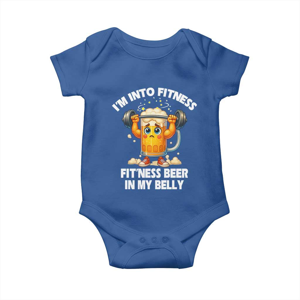 Funny Beer Lover Baby Onesie I Am Into Fitness Beer in My Belly TS14 Royal Blue Print Your Wear