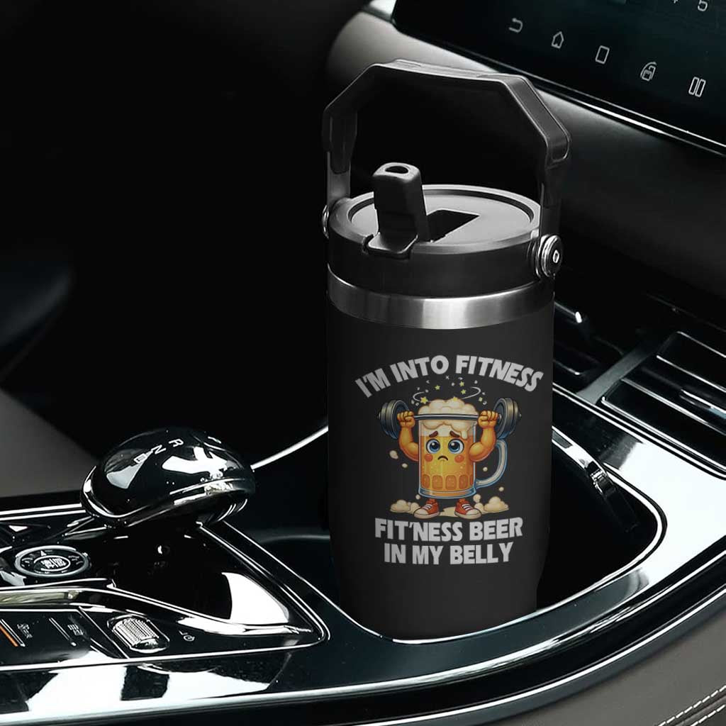 Funny Beer Lover Flip Straw Tumbler I Am Into Fitness Beer in My Belly TS14 Print Your Wear