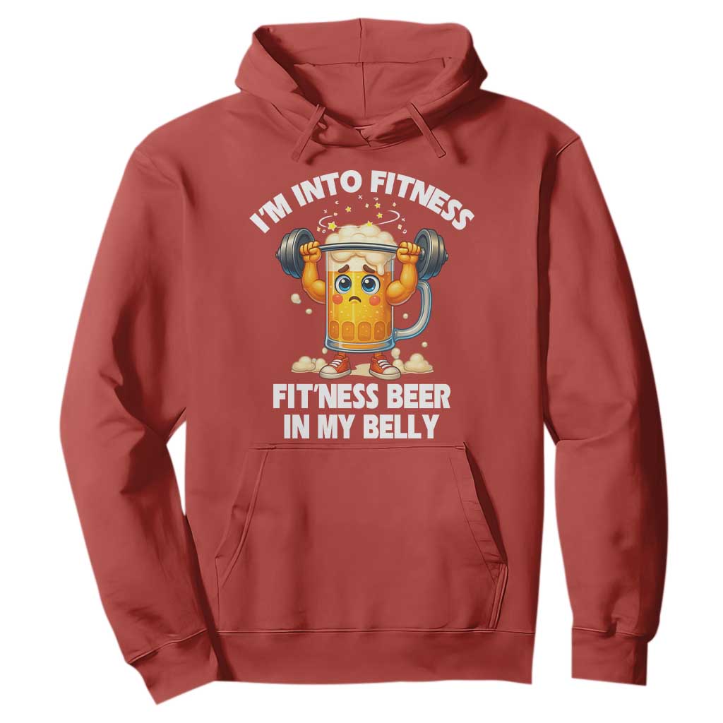 Funny Beer Lover Hoodie I Am Into Fitness Beer in My Belly TS14 Red Print Your Wear