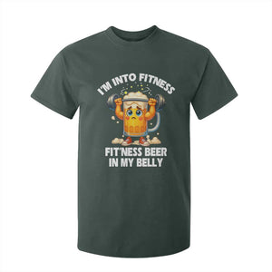 Funny Beer Lover T Shirt For Kid I Am Into Fitness Beer in My Belly TS14 Dark Forest Green Print Your Wear