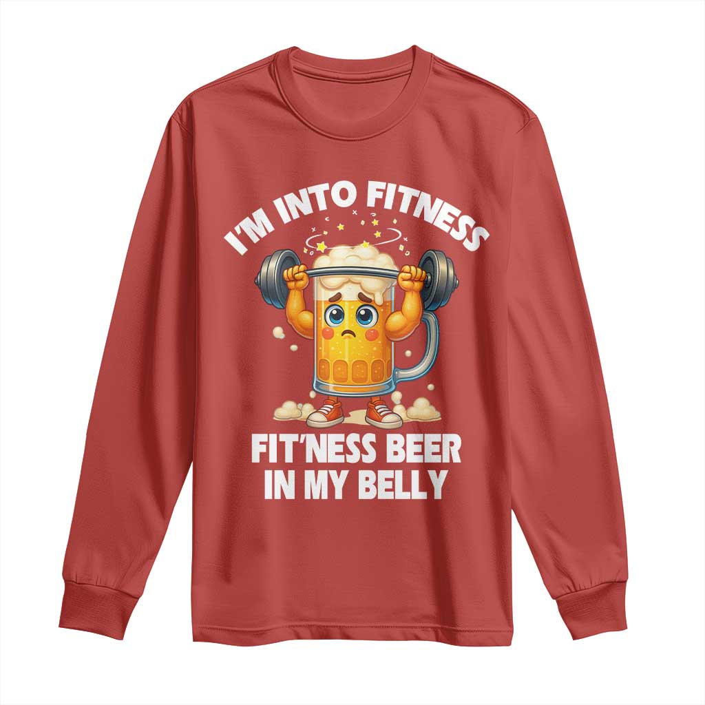 Funny Beer Lover Long Sleeve Shirt I Am Into Fitness Beer in My Belly TS14 Red Print Your Wear
