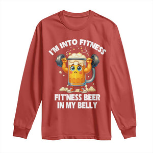 Funny Beer Lover Long Sleeve Shirt I Am Into Fitness Beer in My Belly TS14 Red Print Your Wear