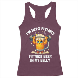 Funny Beer Lover Racerback Tank Top I Am Into Fitness Beer in My Belly TS14 Maroon Print Your Wear