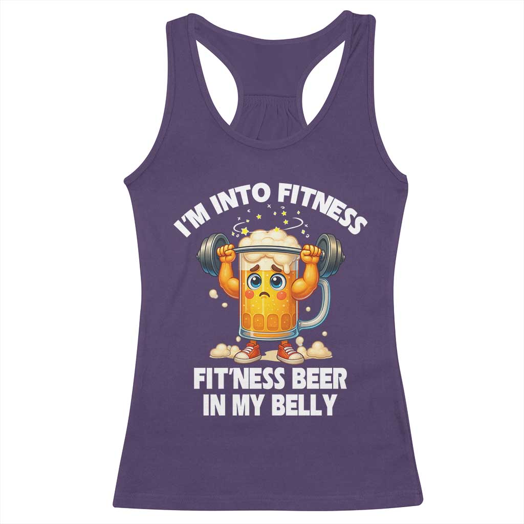 Funny Beer Lover Racerback Tank Top I Am Into Fitness Beer in My Belly TS14 Purple Print Your Wear