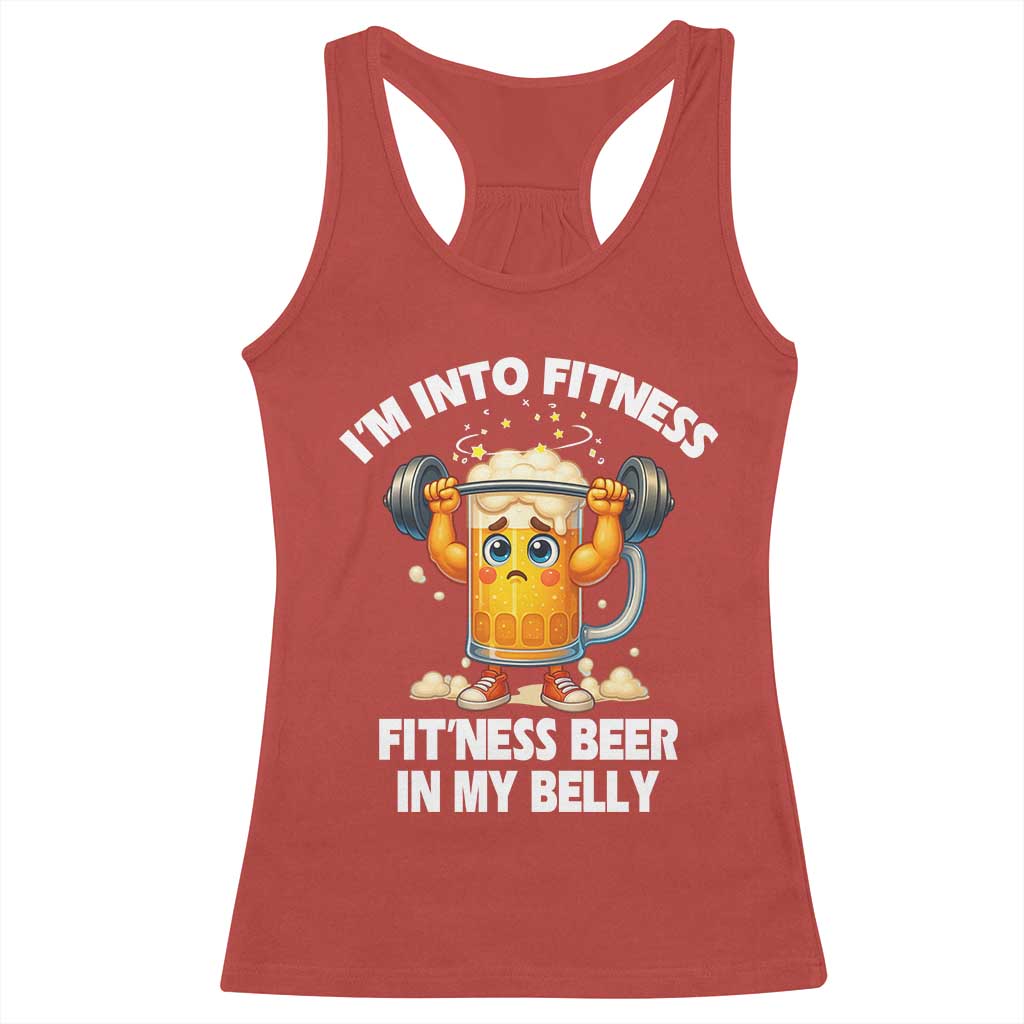 Funny Beer Lover Racerback Tank Top I Am Into Fitness Beer in My Belly TS14 Red Print Your Wear