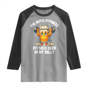 Funny Beer Lover Raglan Shirt I Am Into Fitness Beer in My Belly TS14 Sport Gray Black Print Your Wear