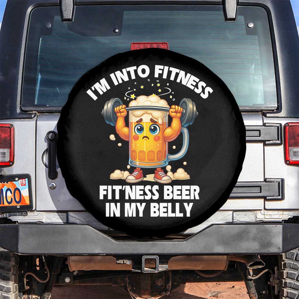 Funny Beer Lover Spare Tire Cover I Am Into Fitness Beer in My Belly TS14 No hole Black Print Your Wear