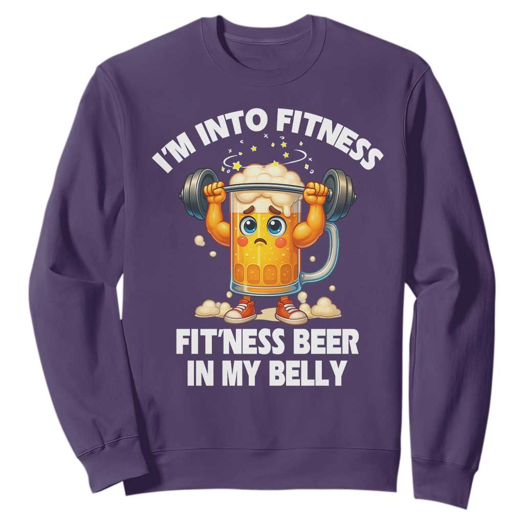 Funny Beer Lover Sweatshirt I Am Into Fitness Beer in My Belly TS14 Purple Print Your Wear