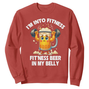 Funny Beer Lover Sweatshirt I Am Into Fitness Beer in My Belly TS14 Red Print Your Wear