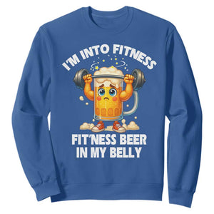 Funny Beer Lover Sweatshirt I Am Into Fitness Beer in My Belly TS14 Royal Blue Print Your Wear