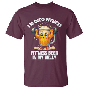 Funny Beer Lover T Shirt I Am Into Fitness Beer in My Belly TS14 Maroon Print Your Wear
