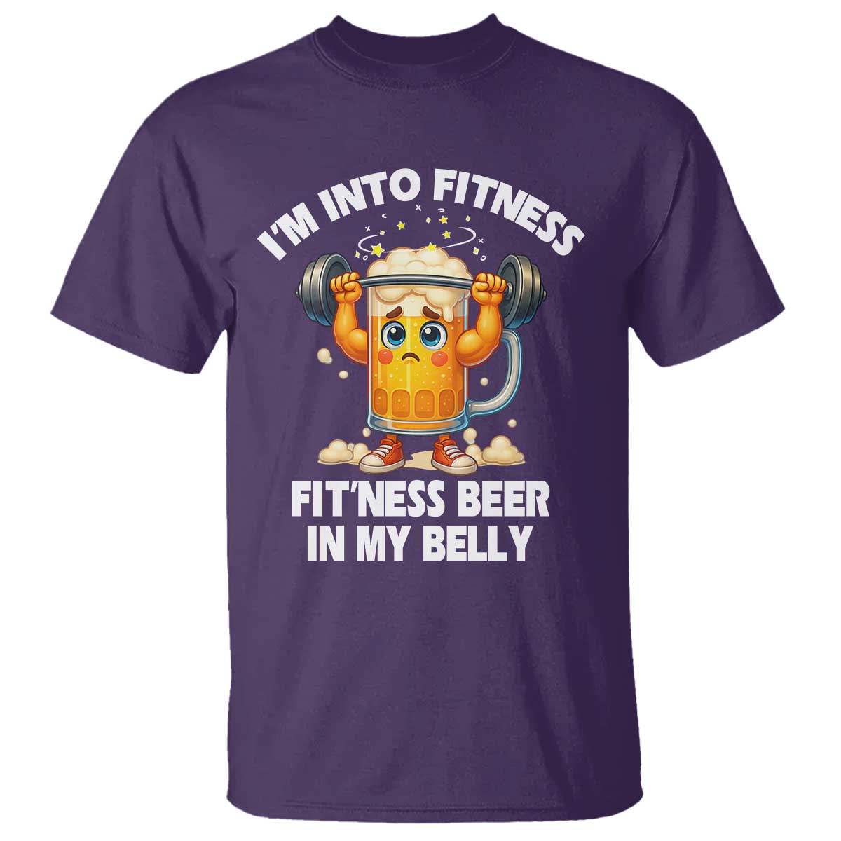 Funny Beer Lover T Shirt I Am Into Fitness Beer in My Belly TS14 Purple Print Your Wear