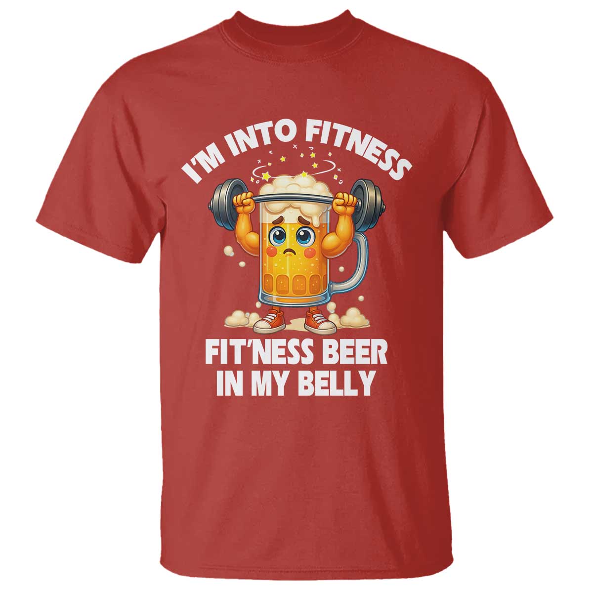 Funny Beer Lover T Shirt I Am Into Fitness Beer in My Belly TS14 Red Print Your Wear