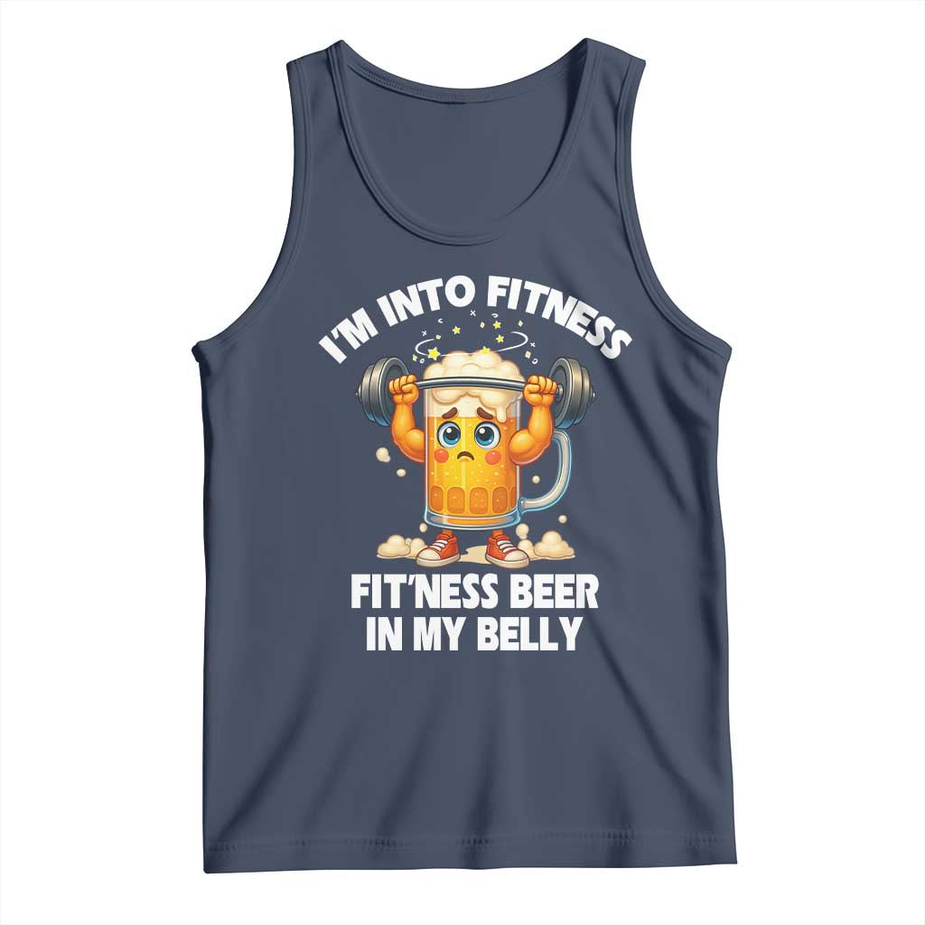 Funny Beer Lover Tank Top I Am Into Fitness Beer in My Belly TS14 Navy Print Your Wear