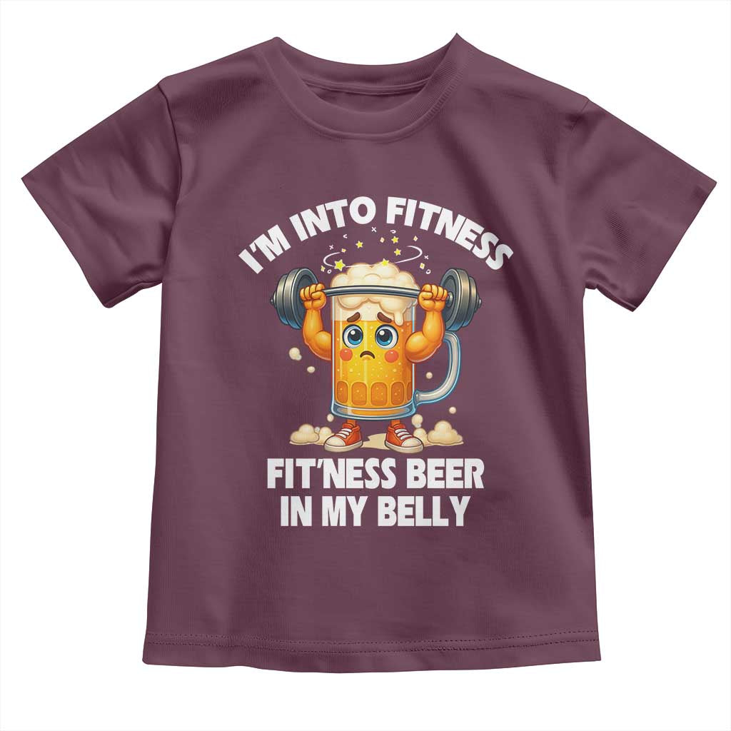 Funny Beer Lover Toddler T Shirt I Am Into Fitness Beer in My Belly TS14 Maroon Print Your Wear