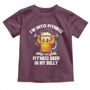 Funny Beer Lover Toddler T Shirt I Am Into Fitness Beer in My Belly TS14 Maroon Print Your Wear