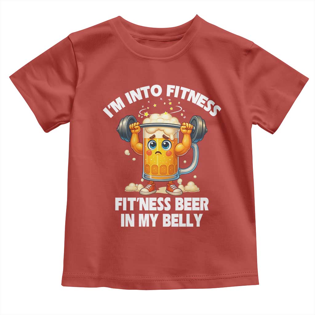Funny Beer Lover Toddler T Shirt I Am Into Fitness Beer in My Belly TS14 Red Print Your Wear