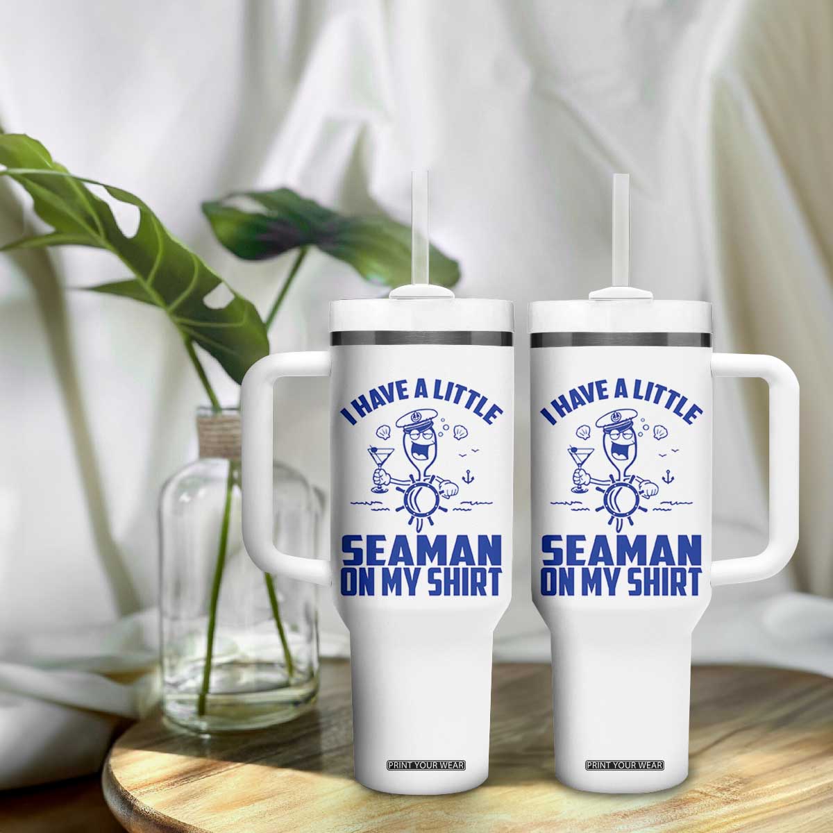 I Have Seaman On My Shirt Tumbler With Handle Funny Sarcastic Adult Humor TS14 Print Your Wear
