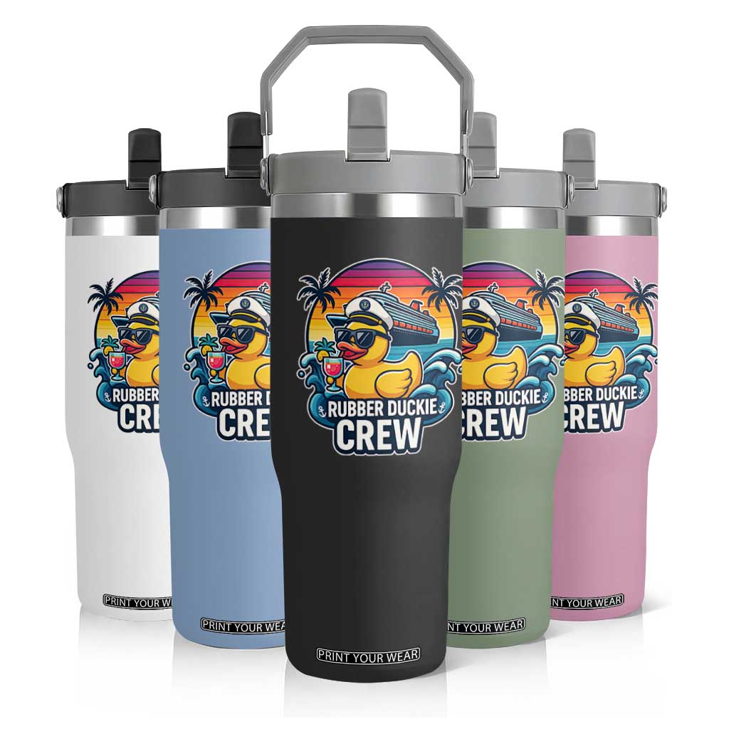 Funny Rubber Duckie Cruise Flip Straw Tumbler TS14 Print Your Wear