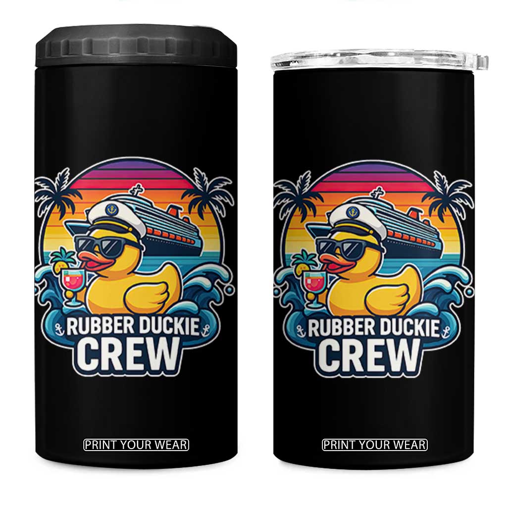 Funny Rubber Duckie Cruise 4 in 1 Can Cooler Tumbler TS14 One Size: 16 oz Black Print Your Wear