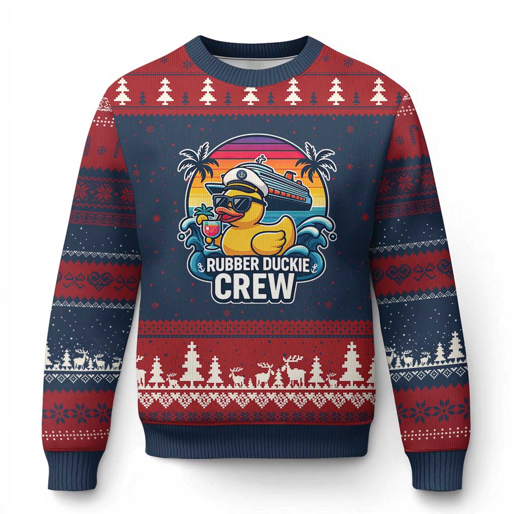 Funny Rubber Duckie Cruise Ugly Christmas Sweater TS14 Navy Red Print Your Wear