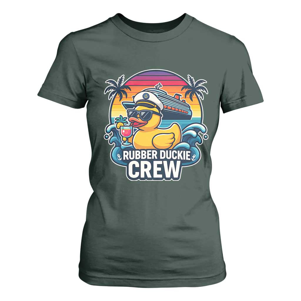 Funny Rubber Duckie Cruise T Shirt For Women TS14 Dark Forest Green Print Your Wear