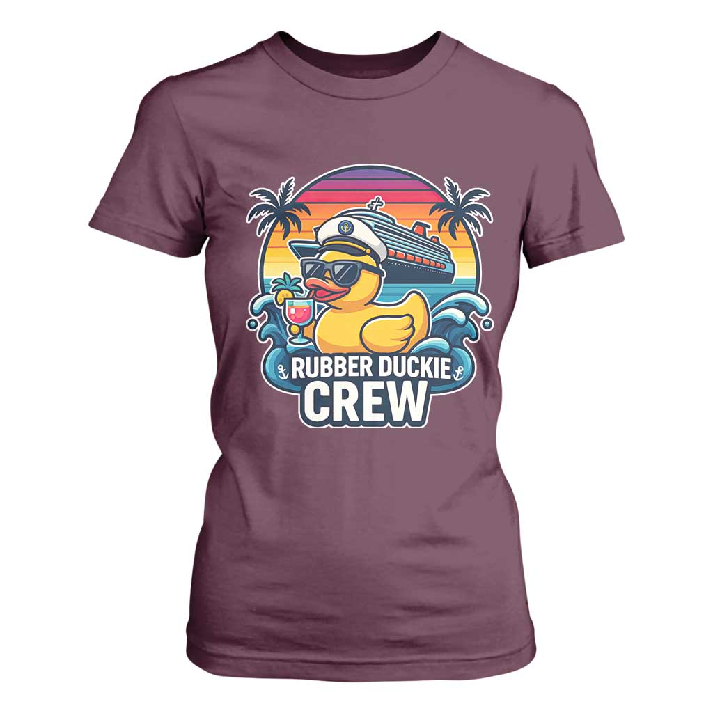 Funny Rubber Duckie Cruise T Shirt For Women TS14 Maroon Print Your Wear