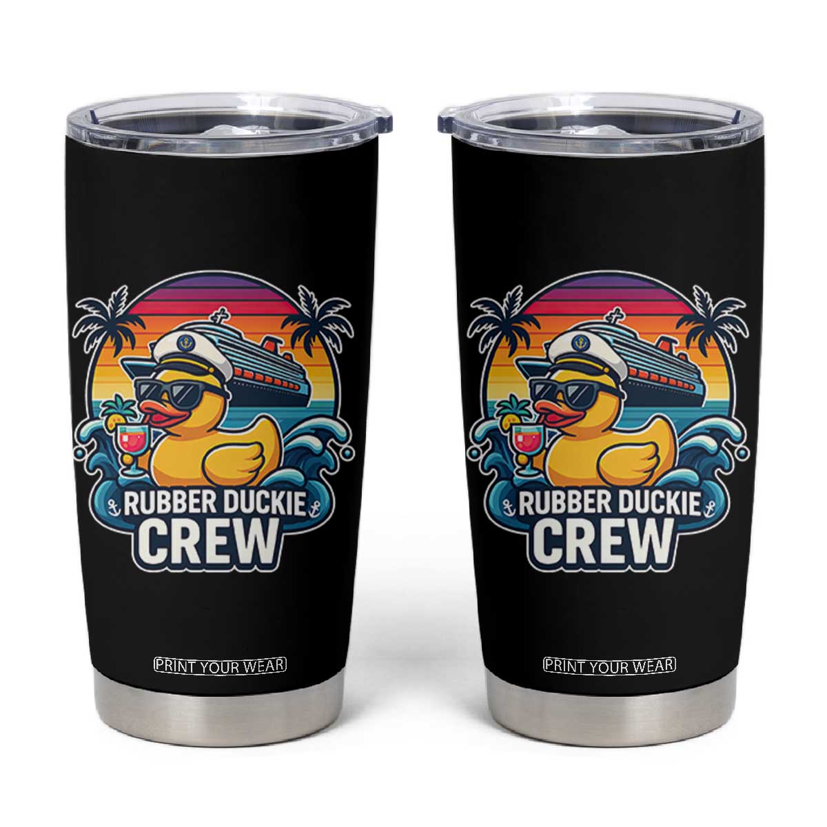 Funny Rubber Duckie Cruise Tumbler Cup TS14 Black Print Your Wear