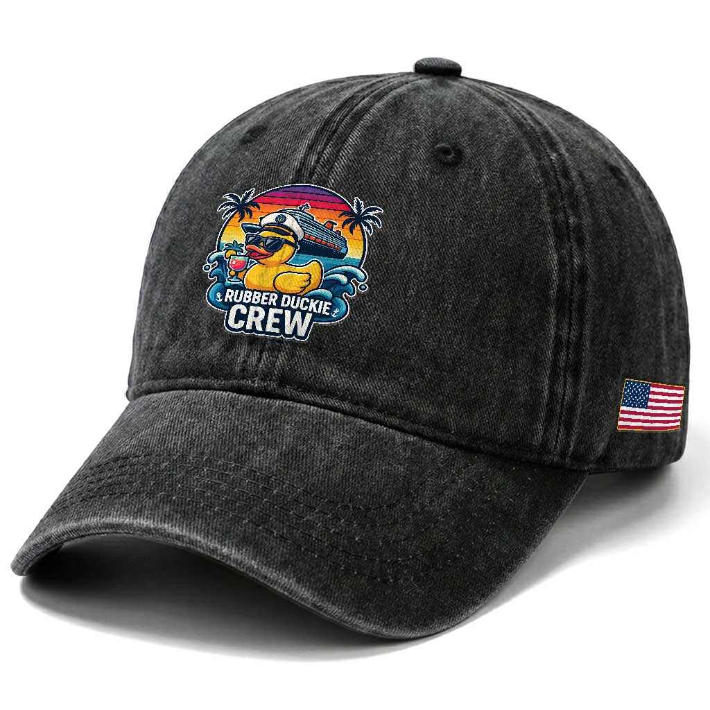 Funny Rubber Duckie Cruise Washed Cotton Baseball Cap TS14 Print Your Wear