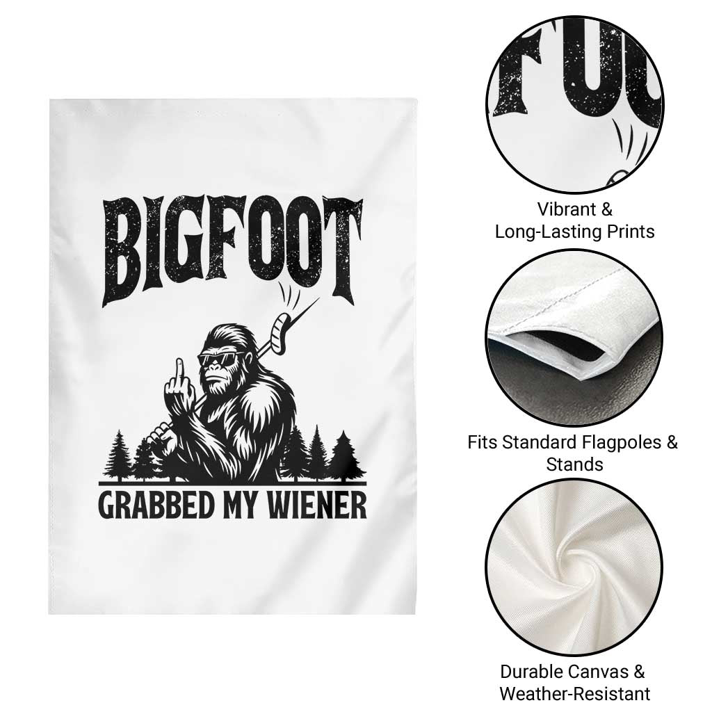 Bigfoot Grabbed My Wiener Garden Flag Funny Sasquatch Camping TS14 Print Your Wear