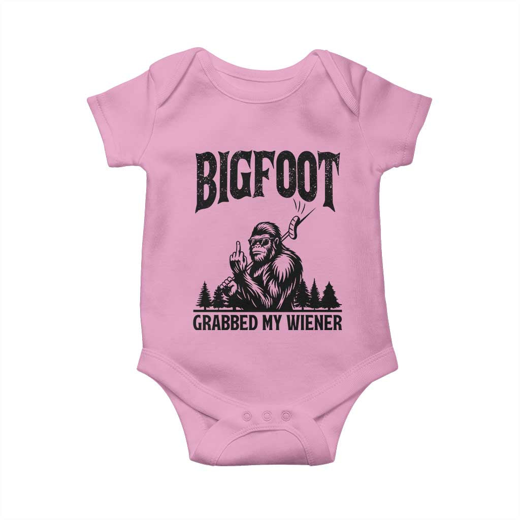Bigfoot Grabbed My Wiener Baby Onesie Funny Sasquatch Camping TS14 Light Pink Print Your Wear