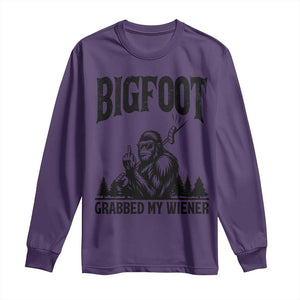 Bigfoot Grabbed My Wiener Long Sleeve Shirt Funny Sasquatch Camping TS14 Purple Print Your Wear