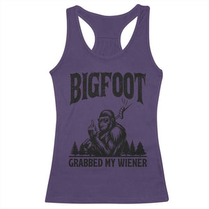 Bigfoot Grabbed My Wiener Racerback Tank Top Funny Sasquatch Camping TS14 Purple Print Your Wear