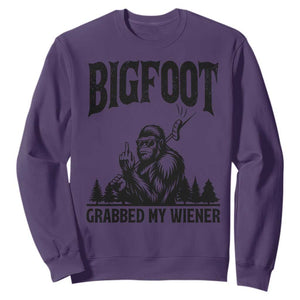 Bigfoot Grabbed My Wiener Sweatshirt Funny Sasquatch Camping TS14 Purple Print Your Wear