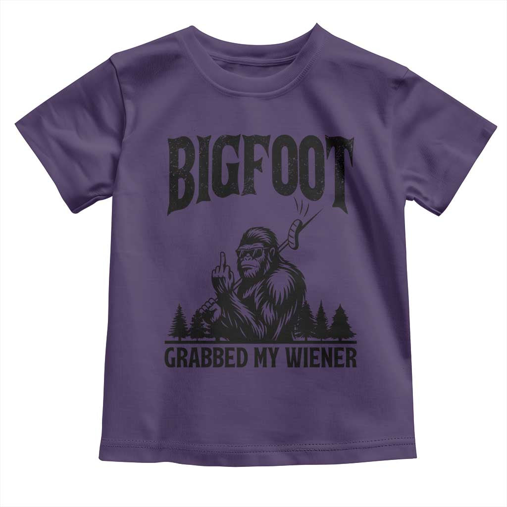 Bigfoot Grabbed My Wiener Toddler T Shirt Funny Sasquatch Camping TS14 Purple Print Your Wear