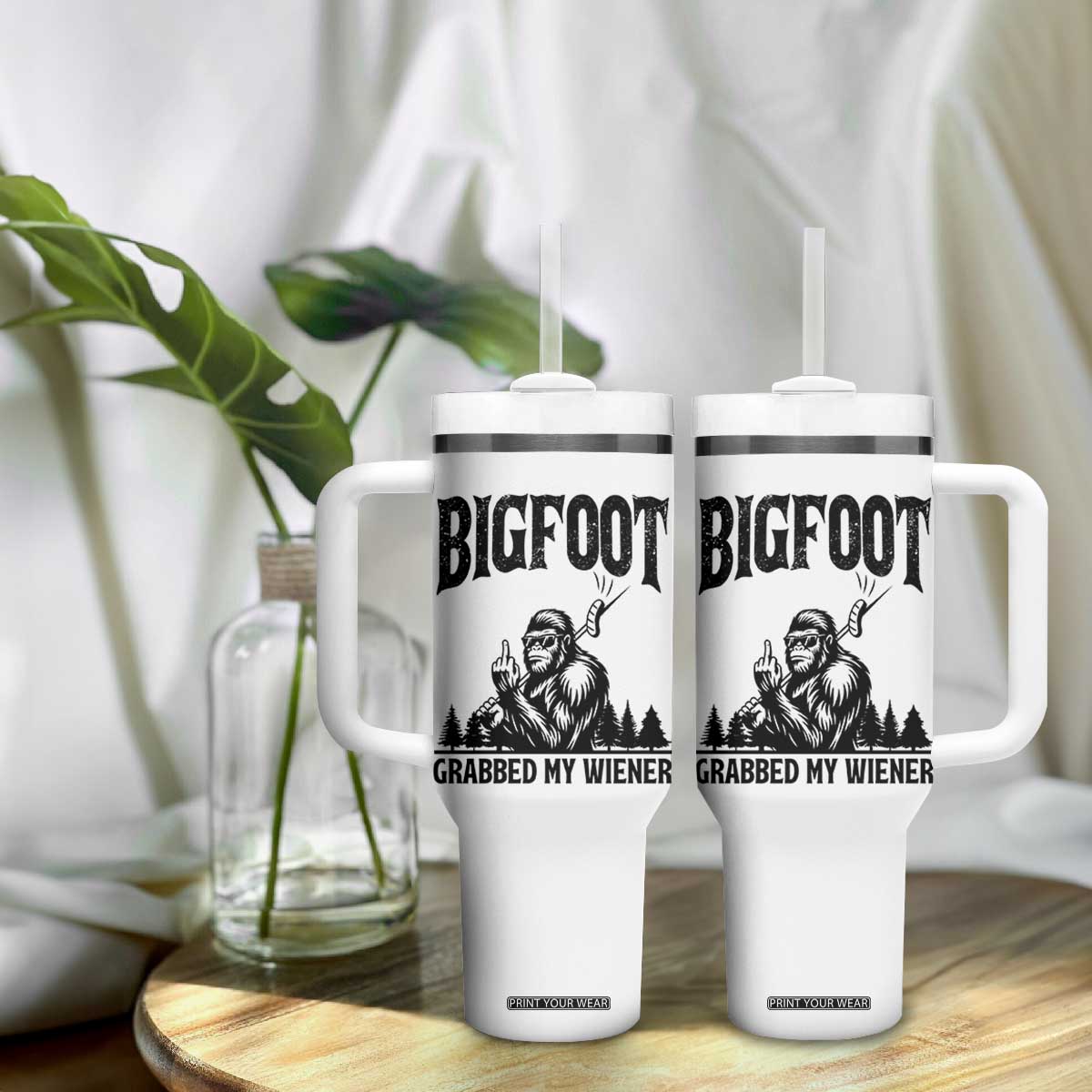 Bigfoot Grabbed My Wiener Tumbler With Handle Funny Sasquatch Camping TS14 Print Your Wear