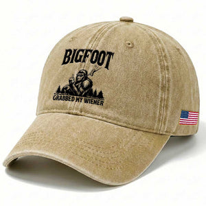 Bigfoot Grabbed My Wiener Washed Cotton Baseball Cap Funny Sasquatch Camping TS14 Print Your Wear