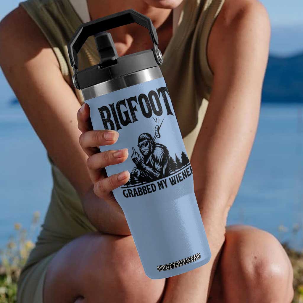 Bigfoot Grabbed My Wiener Flip Straw Tumbler Funny Sasquatch Camping TS14 One Size: 30 oz Light Blue Print Your Wear