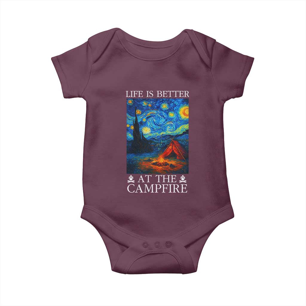 Funny Camping Baby Onesie Life Is Better At The Campfire TS14 Maroon Print Your Wear