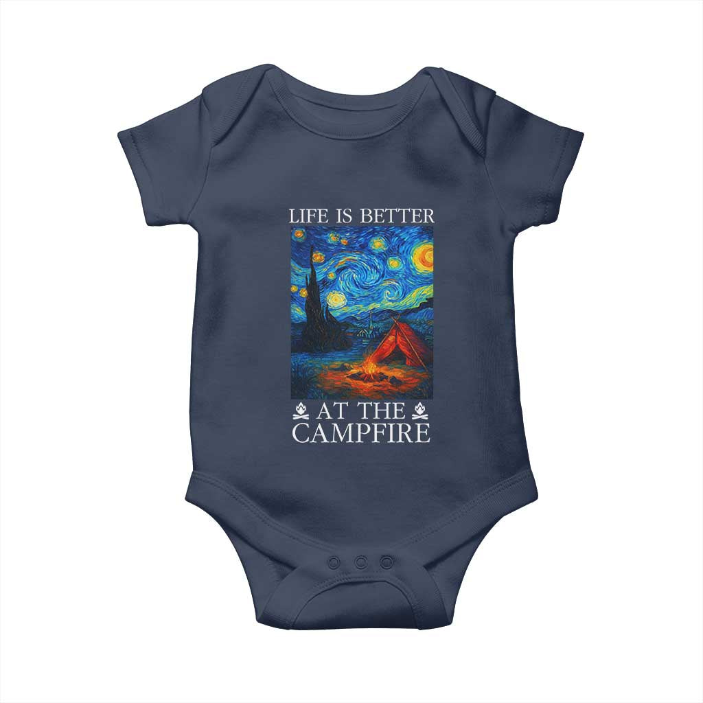 Funny Camping Baby Onesie Life Is Better At The Campfire TS14 Navy Print Your Wear