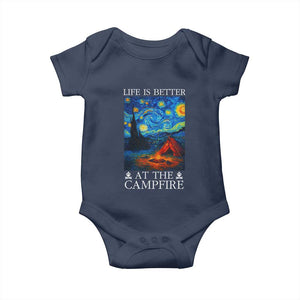 Funny Camping Baby Onesie Life Is Better At The Campfire TS14 Navy Print Your Wear