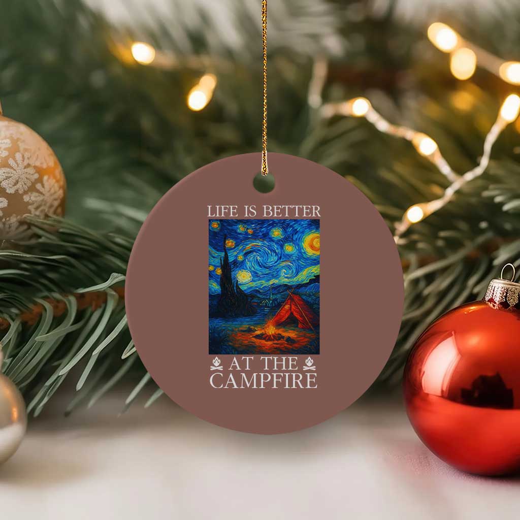 Funny Camping Ceramic Ornament Life Is Better At The Campfire TS14 1pc Mocha Print Your Wear