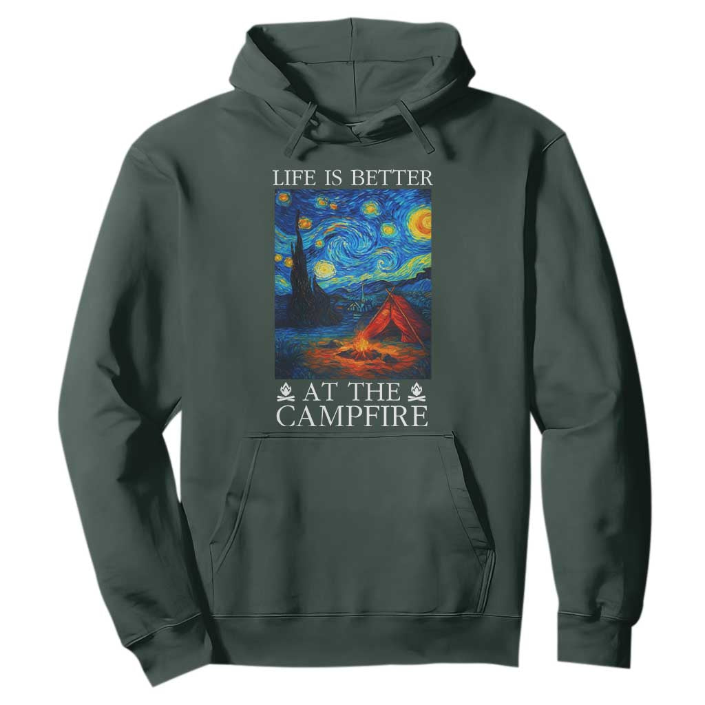 Funny Camping Hoodie Life Is Better At The Campfire TS14 Dark Forest Green Print Your Wear