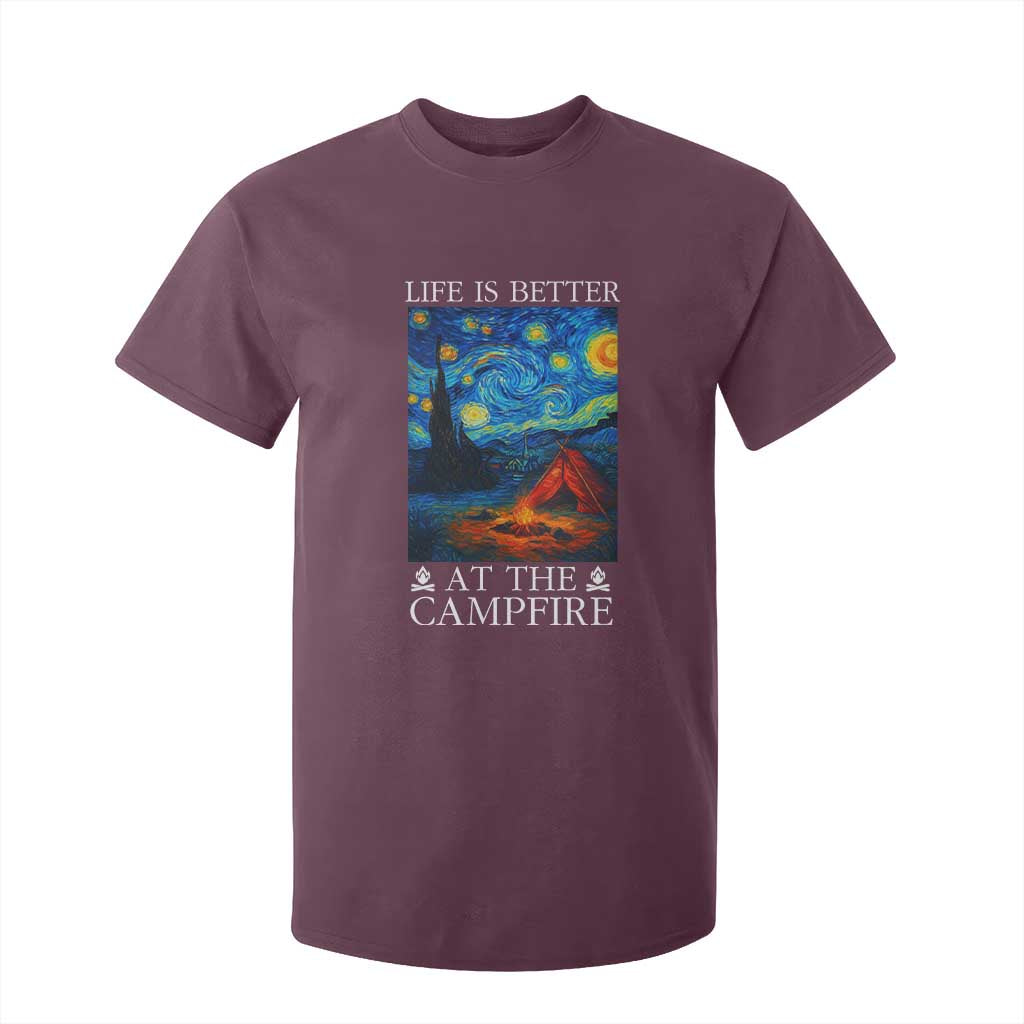 Funny Camping T Shirt For Kid Life Is Better At The Campfire TS14 Maroon Print Your Wear