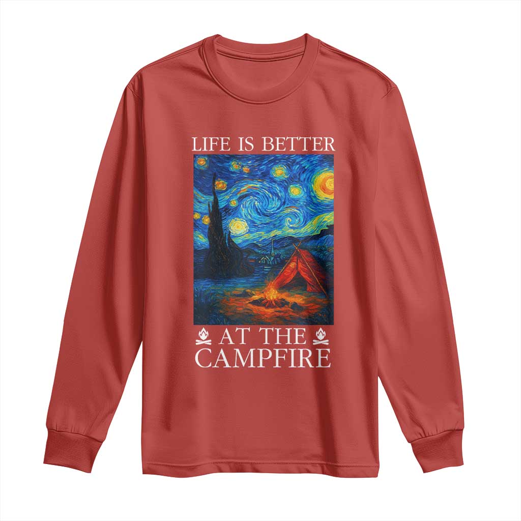 Funny Camping Long Sleeve Shirt Life Is Better At The Campfire TS14 Red Print Your Wear