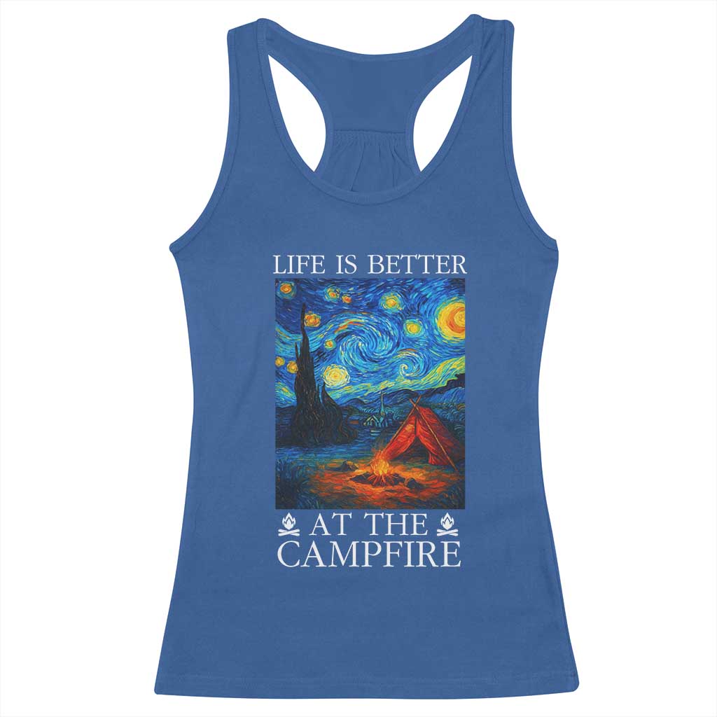 Funny Camping Racerback Tank Top Life Is Better At The Campfire TS14 Royal Blue Print Your Wear
