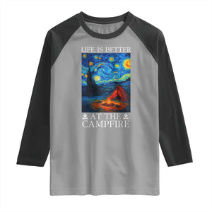 Funny Camping Raglan Shirt Life Is Better At The Campfire TS14 Sport Gray Black Print Your Wear