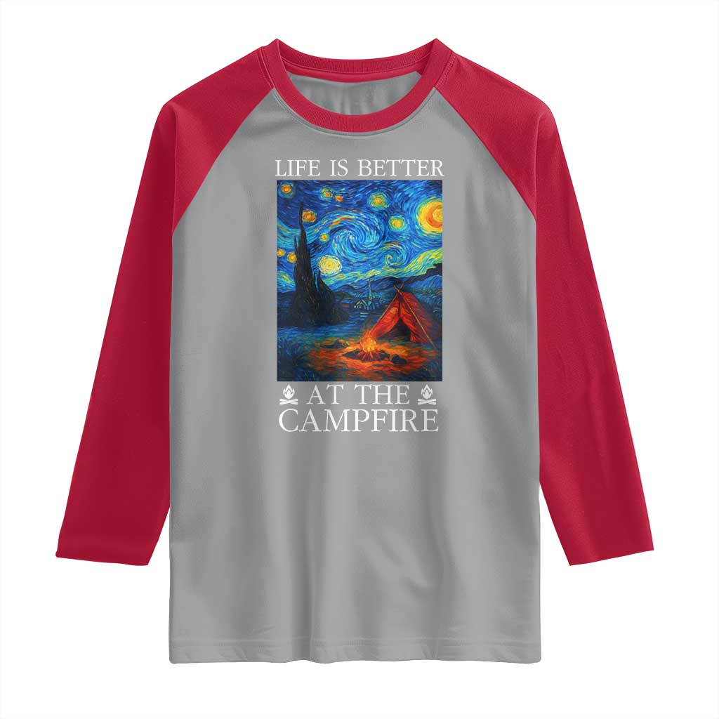 Funny Camping Raglan Shirt Life Is Better At The Campfire TS14 Sport Gray Red Print Your Wear