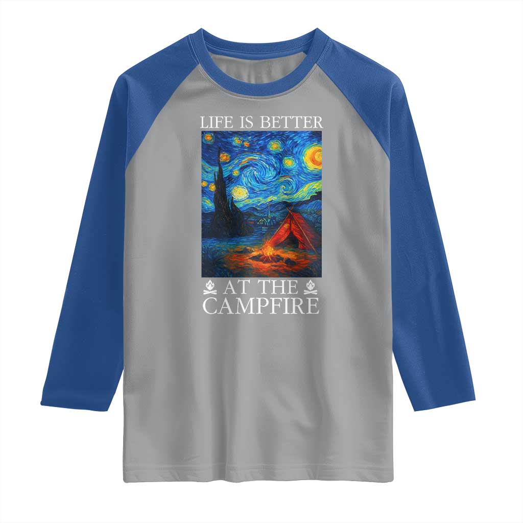 Funny Camping Raglan Shirt Life Is Better At The Campfire TS14 Sport Gray Royal Print Your Wear